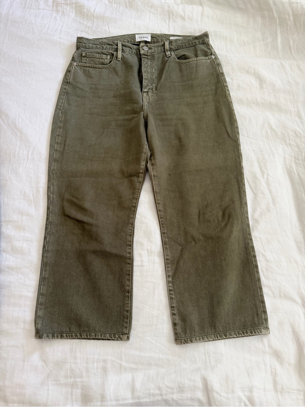 Frame Denim Le Jane Crop Women’s Relaxed Jeans in Olive Green